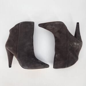 IRO Gray Suede Pointy Toe High-Low Booties Women's Size 36 (US 5.5)